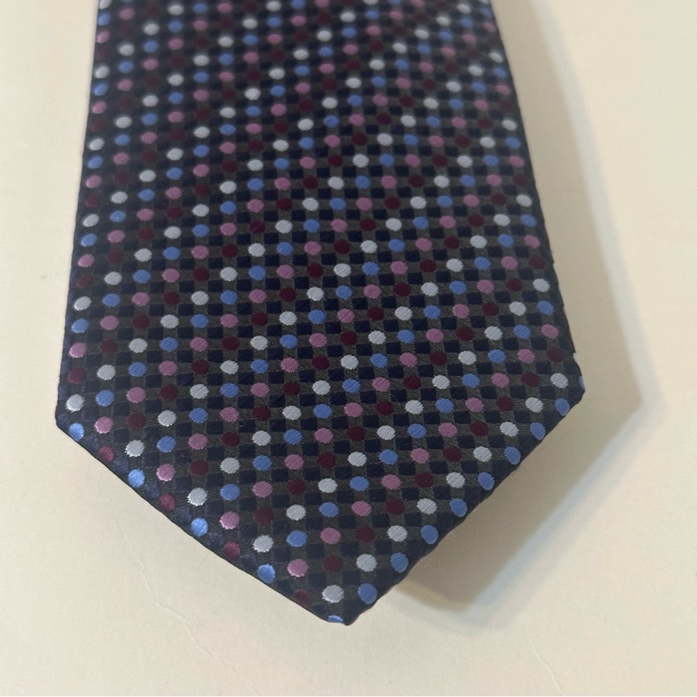 Bill Robinson Mens Polyester Neck Blue/Purple Dotted Geometric Print Tie VTG